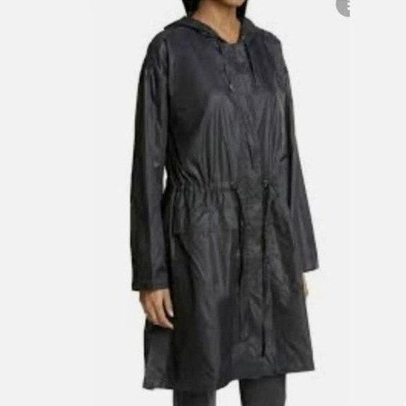 Eileen Fisher Women’s Hooded Eggshell Recycled Nylon Jacket Graphite - Picture 1 of 10